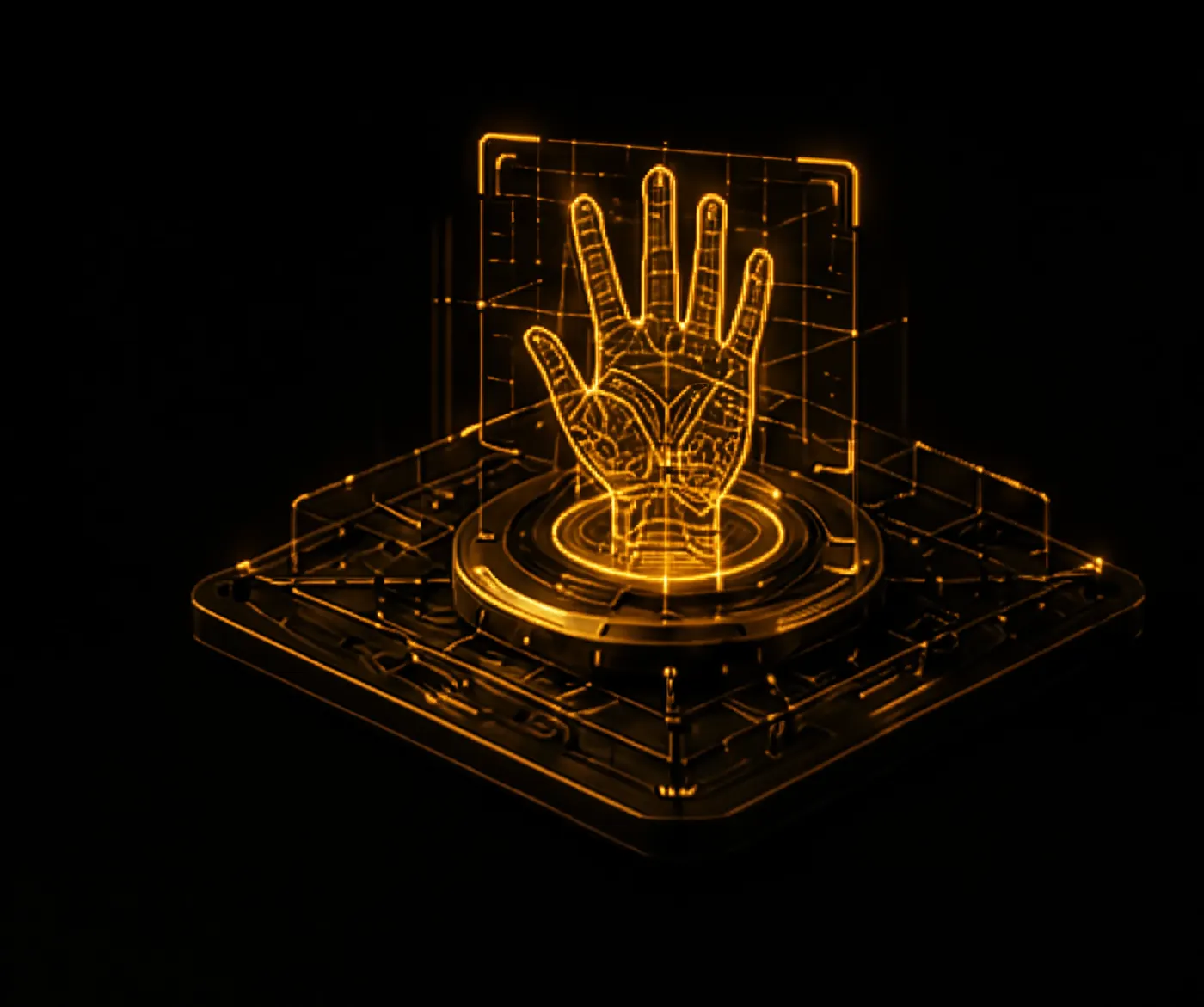 Palm identity captured above a scanner